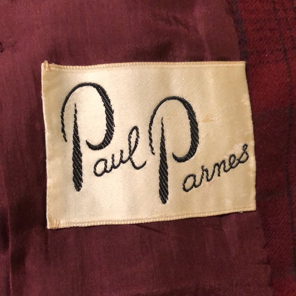Vintage Paul Parnes Cropped Plaid Tweed Wool Jacket with Velvet Collar. - Picture 7 of 12